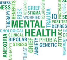 a word wall highlighting the words mental health